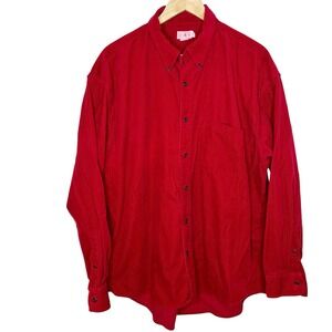 J Crew Corduroy Button Down Shirt Red Mens XL Chore Work Barn Casual Long Sleeve